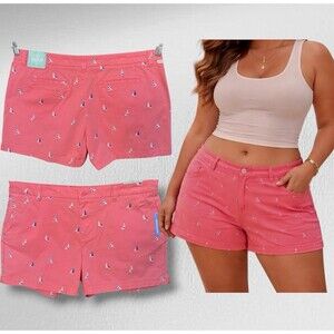 Magellan Women’s Size 16 Southern Summer Shorty Sugar Coral Sailboat Prints